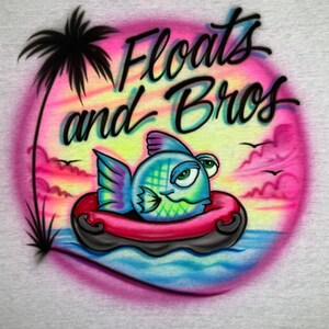 Fish inner tube float airbrushed t-shirt