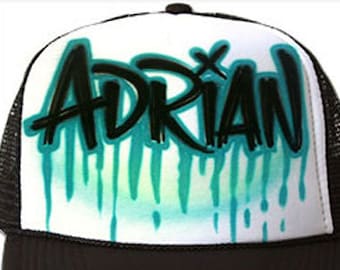 Airbrushed Trucker Hat *Name* One Word