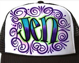 Airbrushed Trucker Hat * Name * Your Words