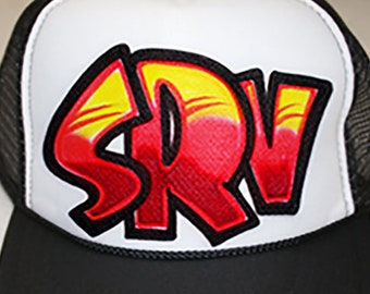 Airbrushed Trucker Hat * Graffiti Block Name * Trucker Hat * Hat * Cap