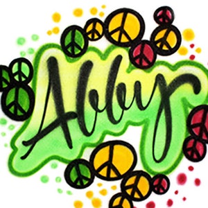 Peace Name Design * Airbrushed T-shirt * Your Name * You Choose Color