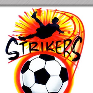 Airbrush T-shirt - Soccer Ball - Your Name - Airbrushed T-Shirt - Personalized - Strikers