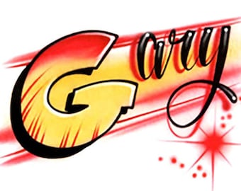 Diseño de nombre de script de bloque * Camiseta aerografiada * Su nombre * Usted elige el color