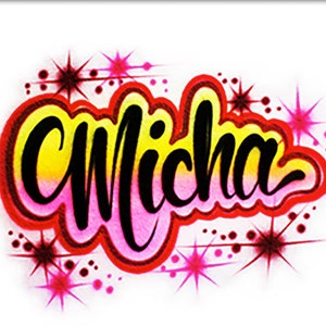 Airbrushed T-shirt  * Name * Word with outline * You Choose Color(s)