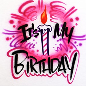 It&#39;s My Birthday airbrushed tee with candle