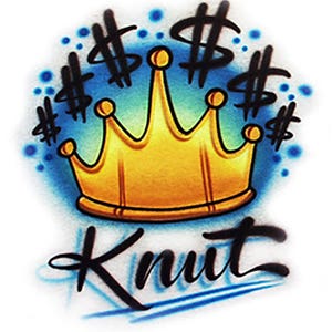 Airbrushed T-shirt Crown With Blue *  Your Name * You Choose Color