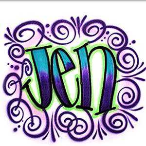 Airbrush T-shirt  *  Your Name  *  You Choose Color