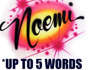 Airbrush T-shirt - Up to 5 Words - Script - Stars - Airbrushed T-Shirt - Personalized - Gift -Custom