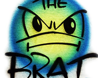 Airbrush T-shirt - Brat - Name - Word - Novelty - Airbrushed T-Shirt - Personalized - Gift - Custom