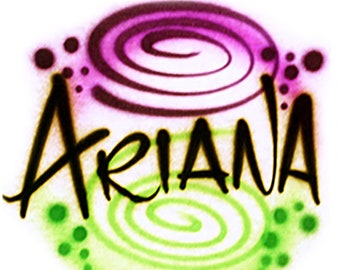 Airbrush T-Shirt * Swirly Name * You Choose Color