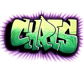 Diseño del nombre del graffiti * Camiseta con aerógrafo * Tu nombre * Tú eliges el color