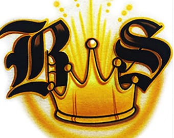 Camiseta personalizada de diseño de corona con aerógrafo * Su nombre * Usted elige el color