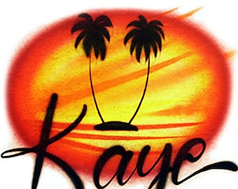 Airbrush T-Shirt  *  Beach Name Design  *  You Choose Color