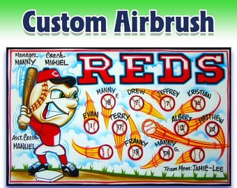 Baseball Banner - Reds - Airbrush Team Banner