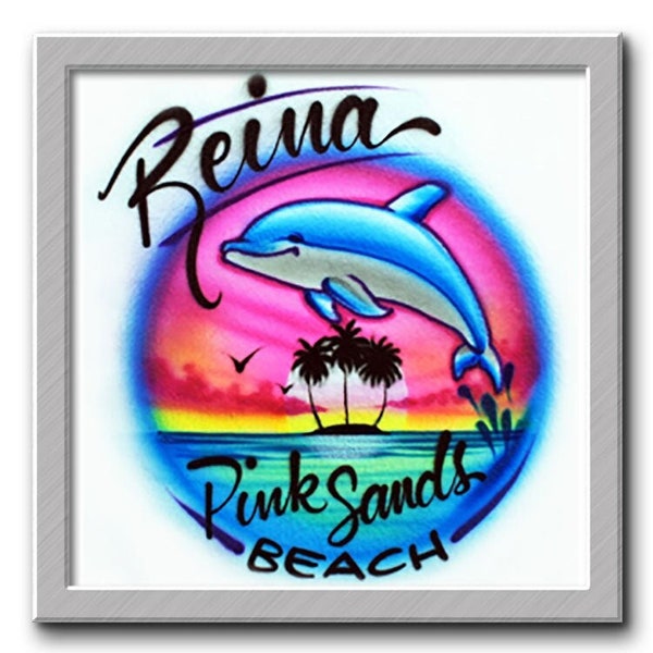 Airbrushed T-Shirt * Single Dolphin * Your Name/Word