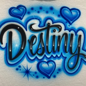 Hearts with one word airbrushed T-shirt