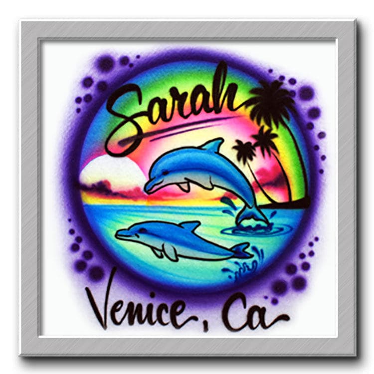 Airbrushed T-shirt * Happy Dolphins Design * Your Name /words - Etsy