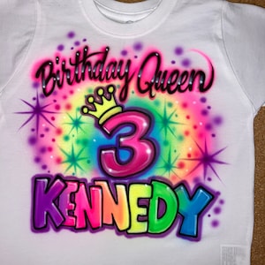 Airbrush T-shirt * Birthday Queen or King* Crown * You Choose Name