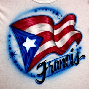Airbrush T-shirt - Puerto Rico - Flag