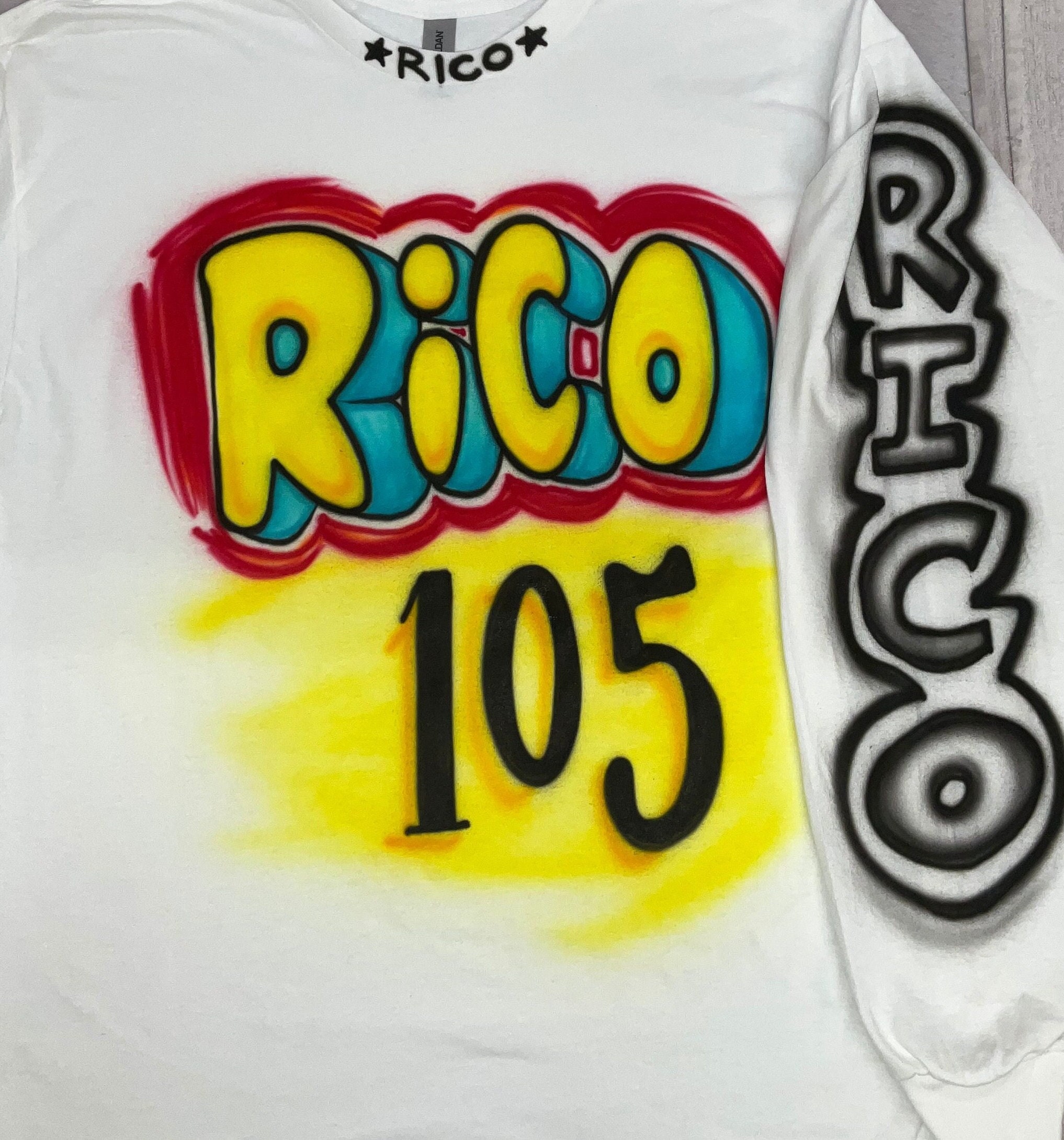 Airbrushed T-shirt - Rico 105 - Long-sleeved Shirt - Etsy