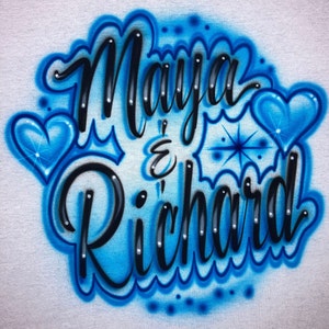 Airbrushed T-shirt  * Hearts * Couple * Love * Romance * BFF * You Choose Color
