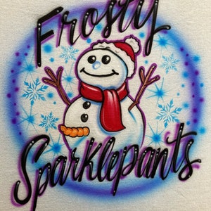 Airbrush T-Shirt - Snowman - Frosty - Christmas - Holiday - Festive - Winter