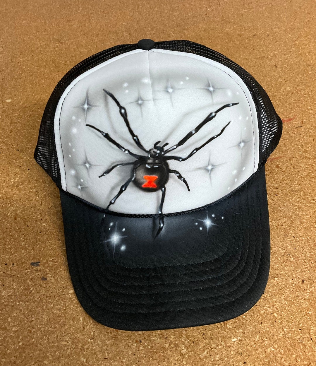 Airbrushed Trucker Hat * Black Widow Spider - Etsy