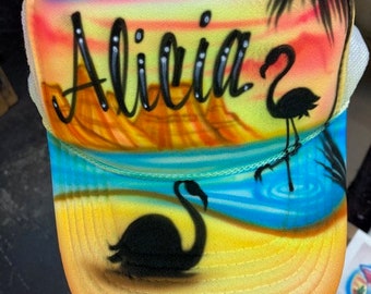 Airbrushed Trucker Hat * Flamingo * Name * Desert * Your Word