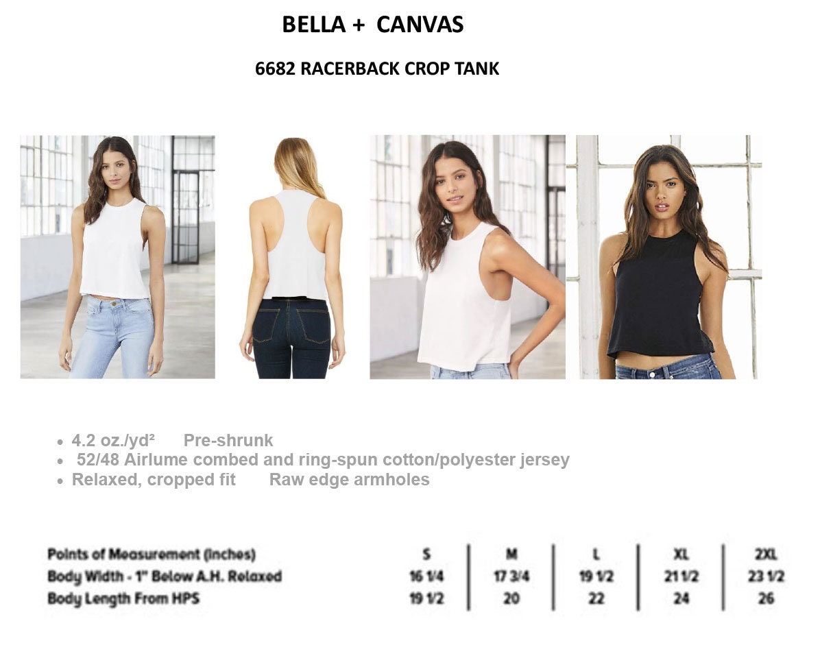 Adult Cropped Tank-bella Canvas 6682 - White - Etsy
