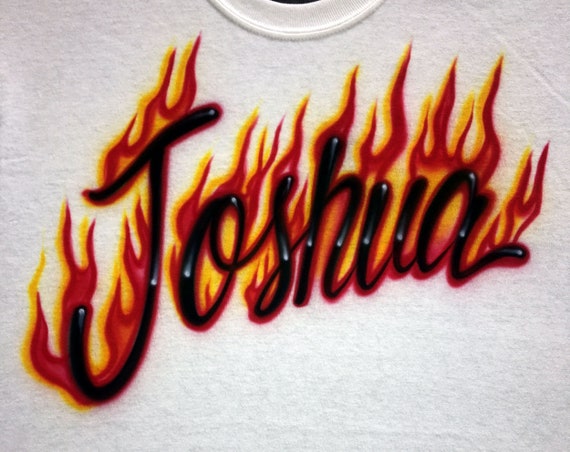 Buy Airbrush T shirt Flames Name One Word Online in India Etsy