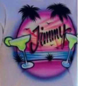 Airbrush T-shirt - Birthday - Margarita - Beach - Alcohol - Cocktail - Vacation