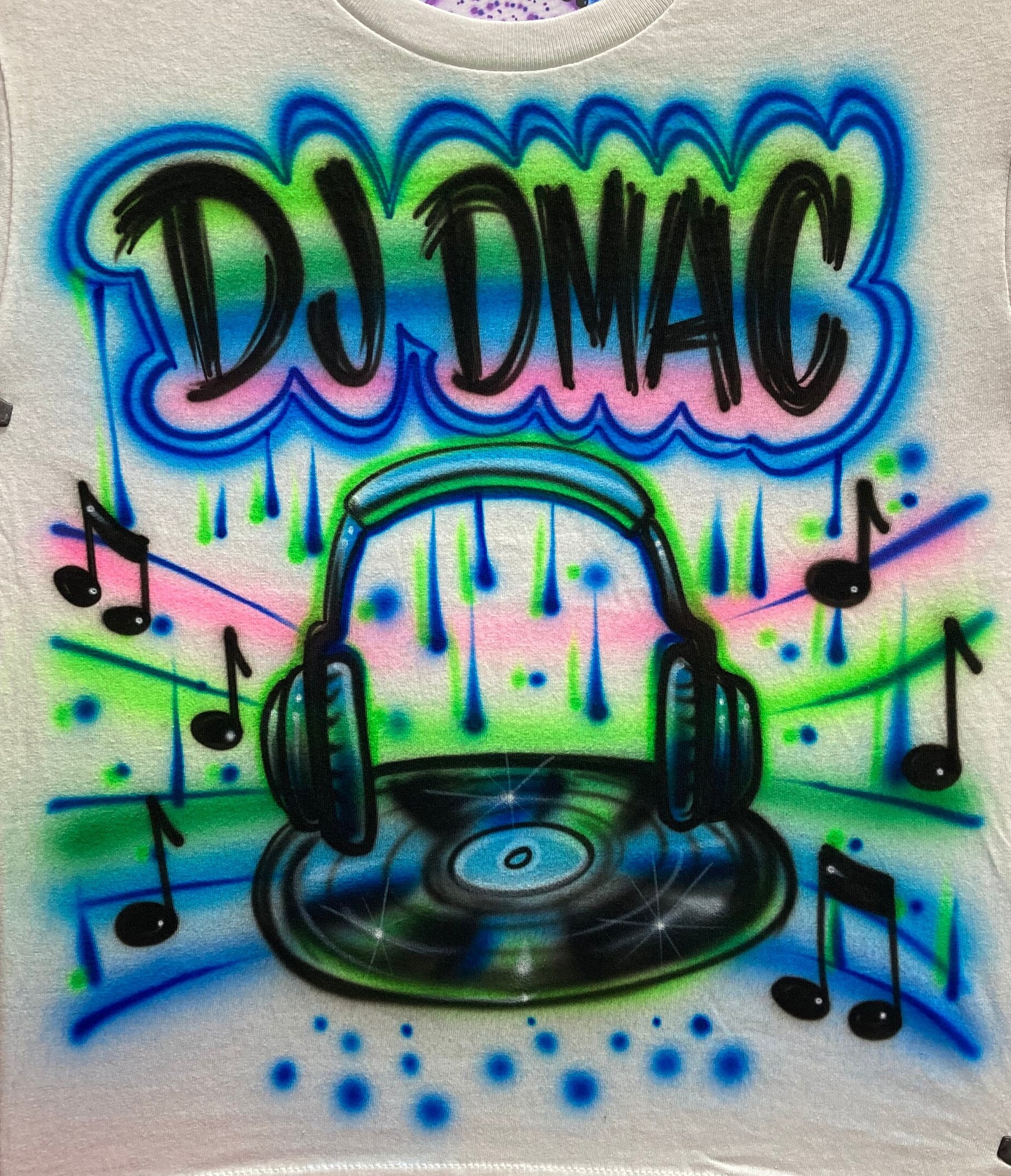 Airbrush T-shirt - DJ - Vinyl - Disk Jockey - Spin - Dance