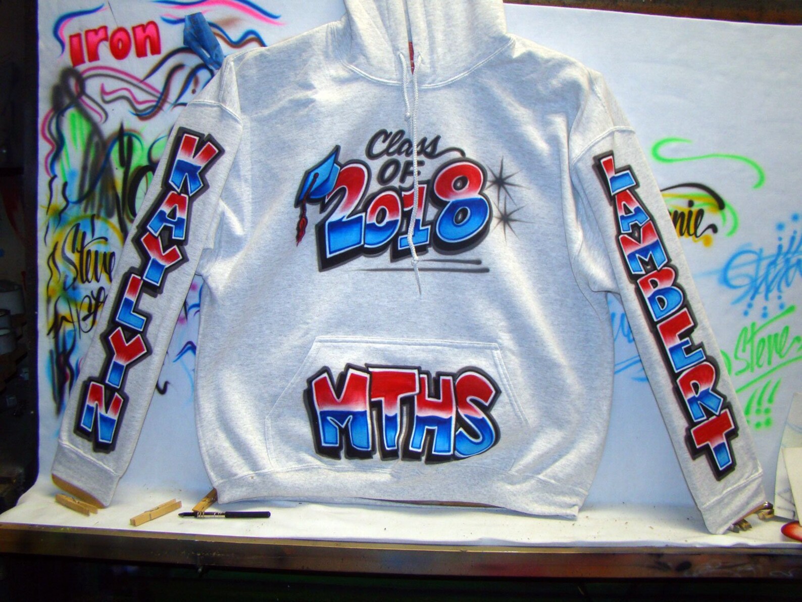 Airbrush Hoodie Class of allover Airbrushed Etsy