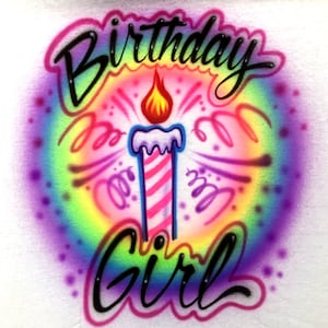 Birthday with candle airbrushed t-shirt