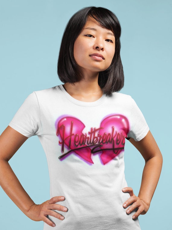 Camiseta con aerografo Heartbreaker Tu eliges el color Tu eliges el nombre Etsy Mexico
