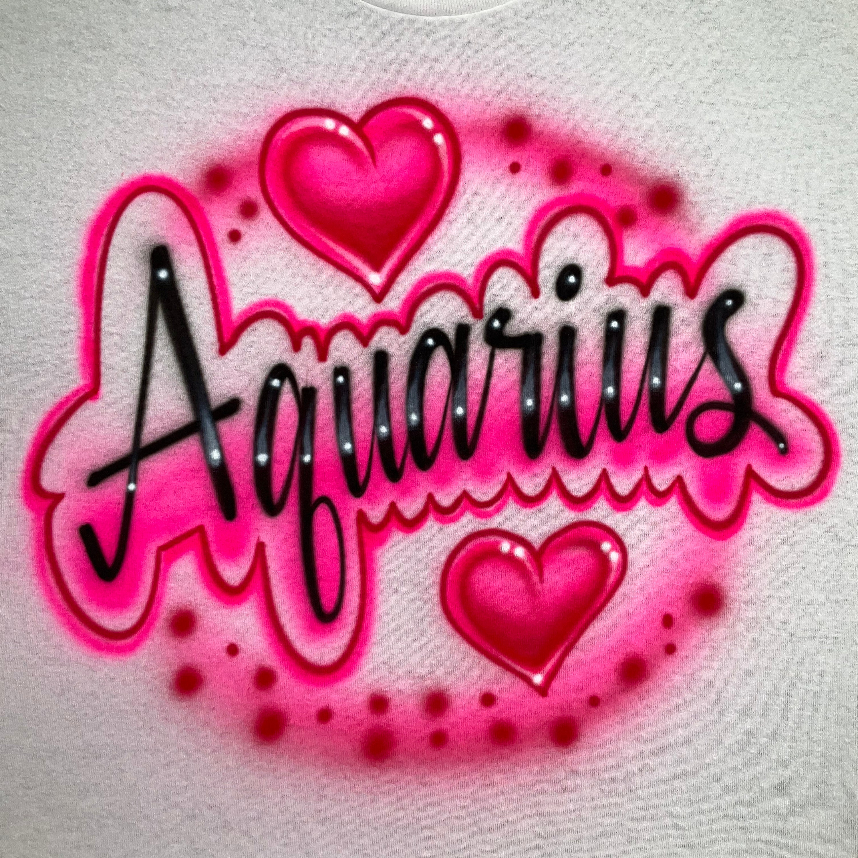 Airbrush T-Shirt - Wassermann - Herzen - Sternzeichen - Wassermann