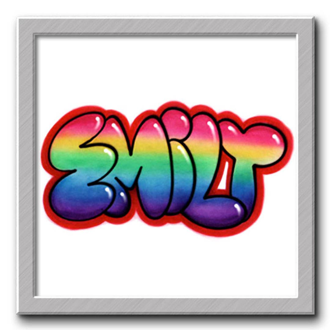 Rainbow Bubble Name Design * Airbrushed T-shirt * Your Name * You ...