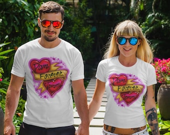 Airbrush T-shirt * Hearts with Ribbon/Banner * Forever