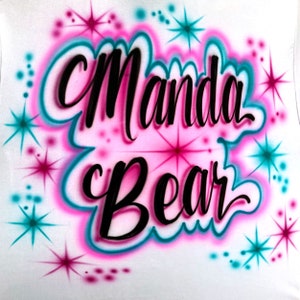 Airbrush T-shirt - Name - Script - Stars - 2 Words - Personalized - Gift -Custom