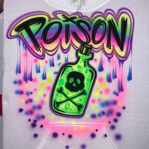 Airbrush T-shirt - Poison - Skull - Crossbones - Graffiti - Hip Hop - 80&#39;s/90&#39;s - Neon