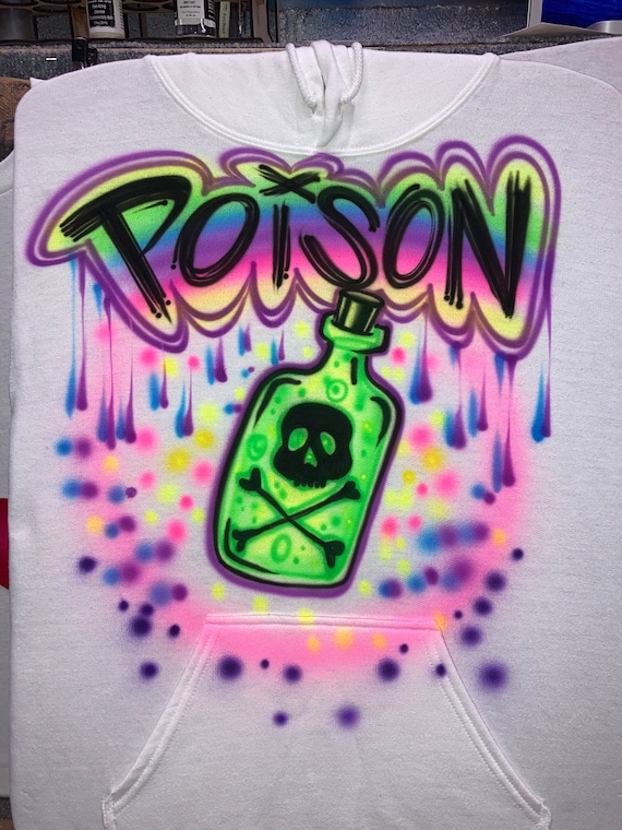 Airbrush T-shirt - Poison - Skull - Crossbones - Graffiti - Hip