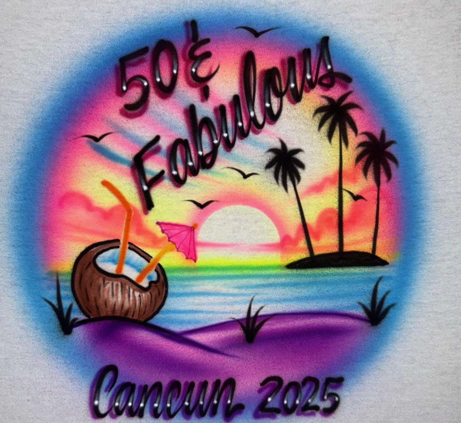 Airbrushed Sunset Beach T-shirt With Coconut Drink - Etsy