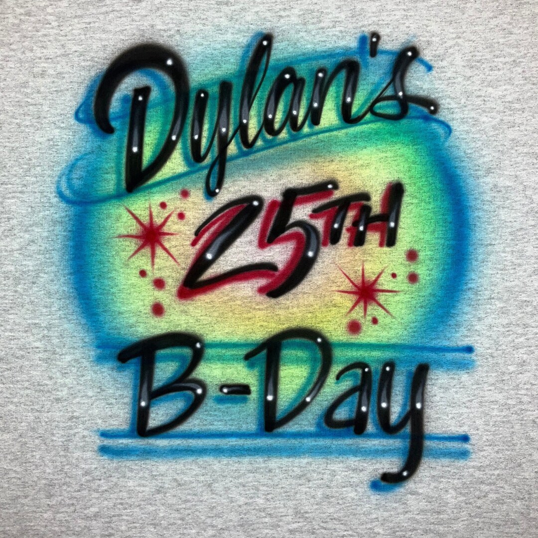 Airbrush T-shirt * Age * Script Lettering - Etsy