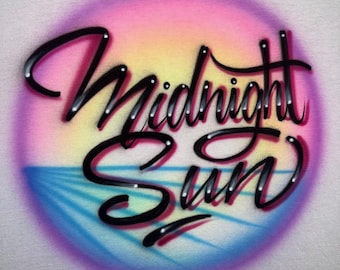 Koszulka Midnight Sun Airbrush — Plaża i zachód słońca