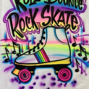 Airbrush T-shirt  *  Roller Skate * Your name * Music * Rainbow * Neon