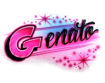 Diseño de nombre de script de bloque * Camiseta aerografiada * Su nombre * Usted elige el color