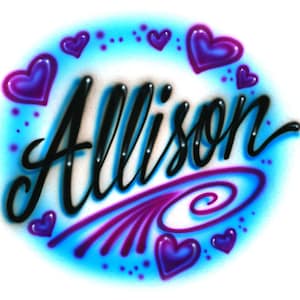 Heart Name Design * Airbrushed T-shirt * Your Name * You Choose Color