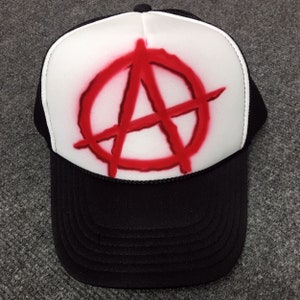 Airbrushed Trucker Hat *  Anarchy * One Word