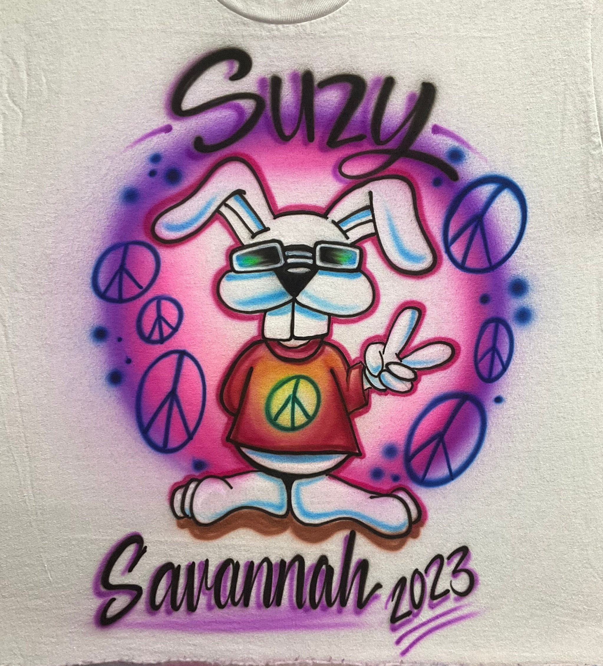 ◯★　新品　DISCOVERED　BONE AIR BRUSH SHIRTS Airbrushed T-shirt * Peace Bunny * Your/word - Etsy
