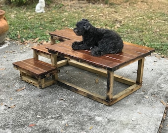 Custom sized dog stairs - Model B Stair with Deck